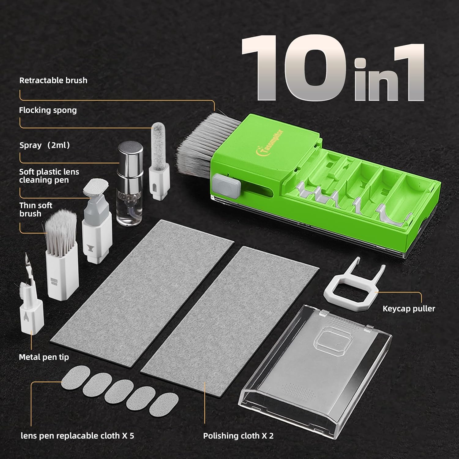 Tassmpitor Kit de limpieza de teclado de pantalla de laptop, herramienta de limpieza electrónica todo en 1 para MacBook iPad iPhone Pro teléfono celular, herramienta de cepillo para tablet,