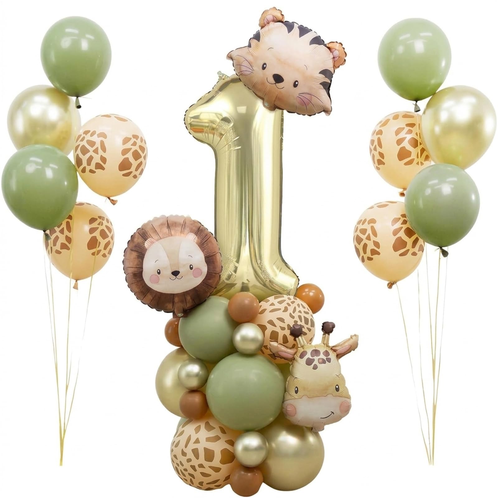 Wild One Birthday Decorations, Safari Balloon Number One, Animal Balloons for Jungle Themed Parties, Ideal for Birthday Celebrations and Baby Showers, Premium Quality Balloon Set with Sturdy Stand
