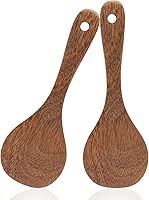 Vista 8 de 2 palas de arroz de madera, cucharas de arroz antiadherentes, cuchara de servir, cucharas de cocina, utensilios de cocina, 7.09 pulgadas