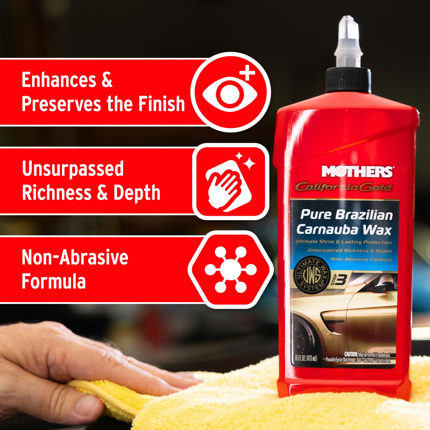 MOTHERS 05750 czysty brazylijski wosk Carnauba płynny, kalifornijski złoty