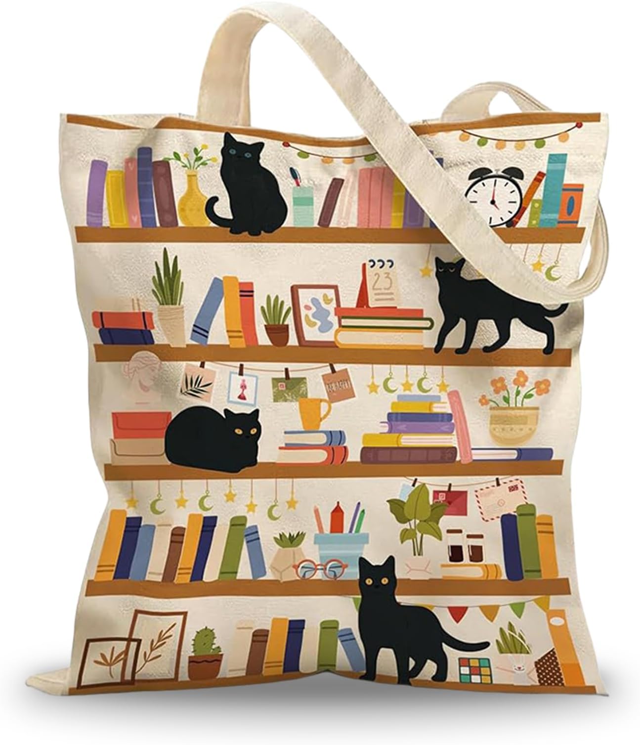 Book Lover Bookish Gifts, Canvas Book Tote Bag for Women, Book Lovers Gifts for Bookish Bookworm Librarian, Reusable Shopping Bag, Double-sided Printing Book Bag for Gym School Work Travel