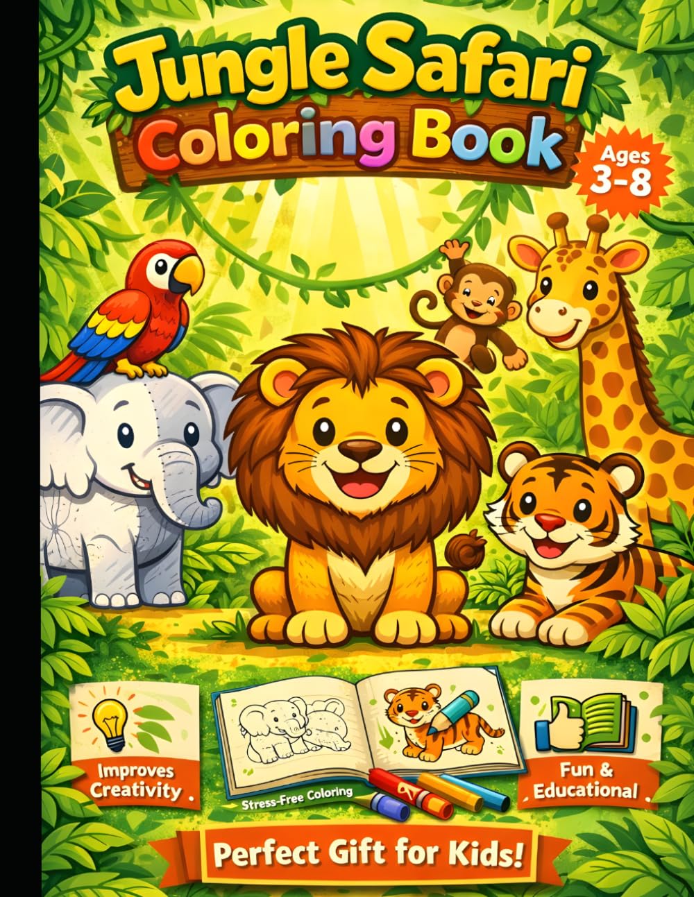 Jungle Safari Coloring Book: Perfect Gift For Kids