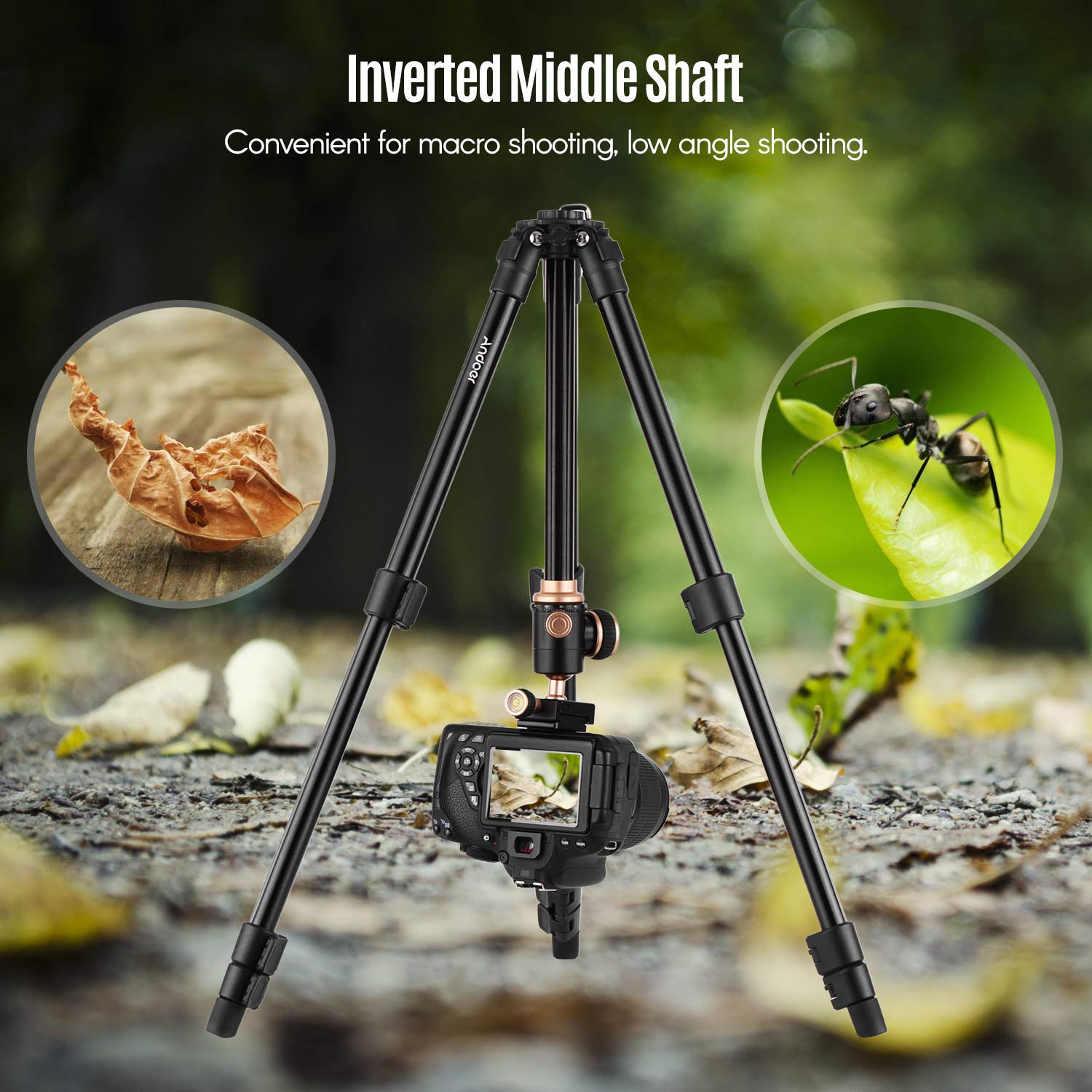 Andoer - Trípodes para cámaras de vídeo Canon Nikon Sony, Q160SA con nivel de burbuja panorámico, altura ajustable de 15 a 40 pulgadas, trípode de viaje para cámaras digitales DSLR