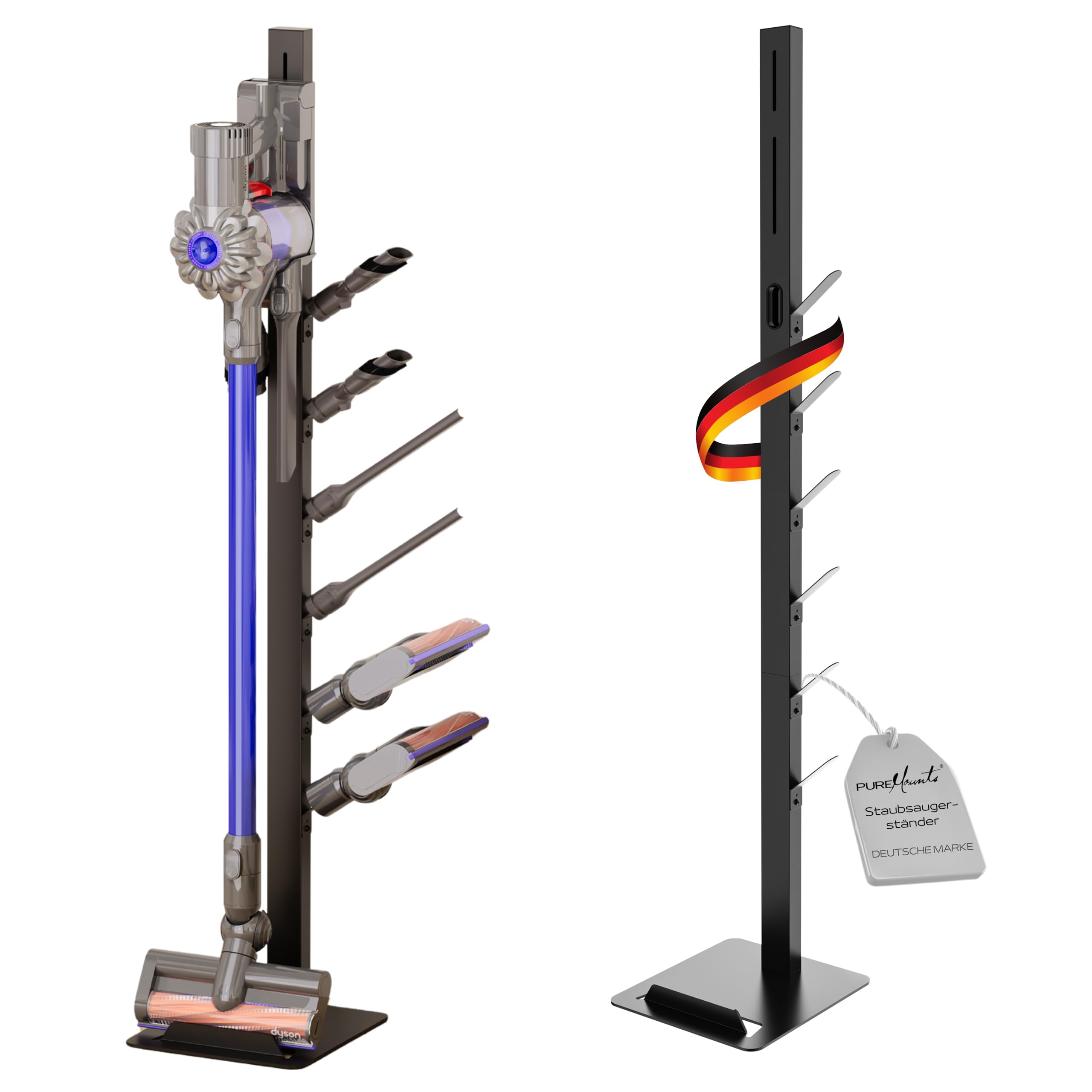 PureMounts Uchwyt do odkurzacza kompatybilny z Dyson Gen5, V15, V12, V11, V10, V8, V7, V6, uchwyt podłogowy, uchwyt na akcesoria, czarny