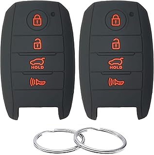 REPROTECTING Silicone Rubber Key Fob Cover Compatible with (4 Buttons) 2013-2018 Kia Forte Forte Koup NIRO Optima Rio Sorento Soul Sportage (Black Black)