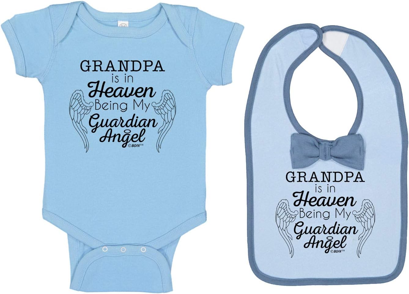 Grandpa is in Heaven My Guardian Angel Baby Bodysuit Bib Bundle