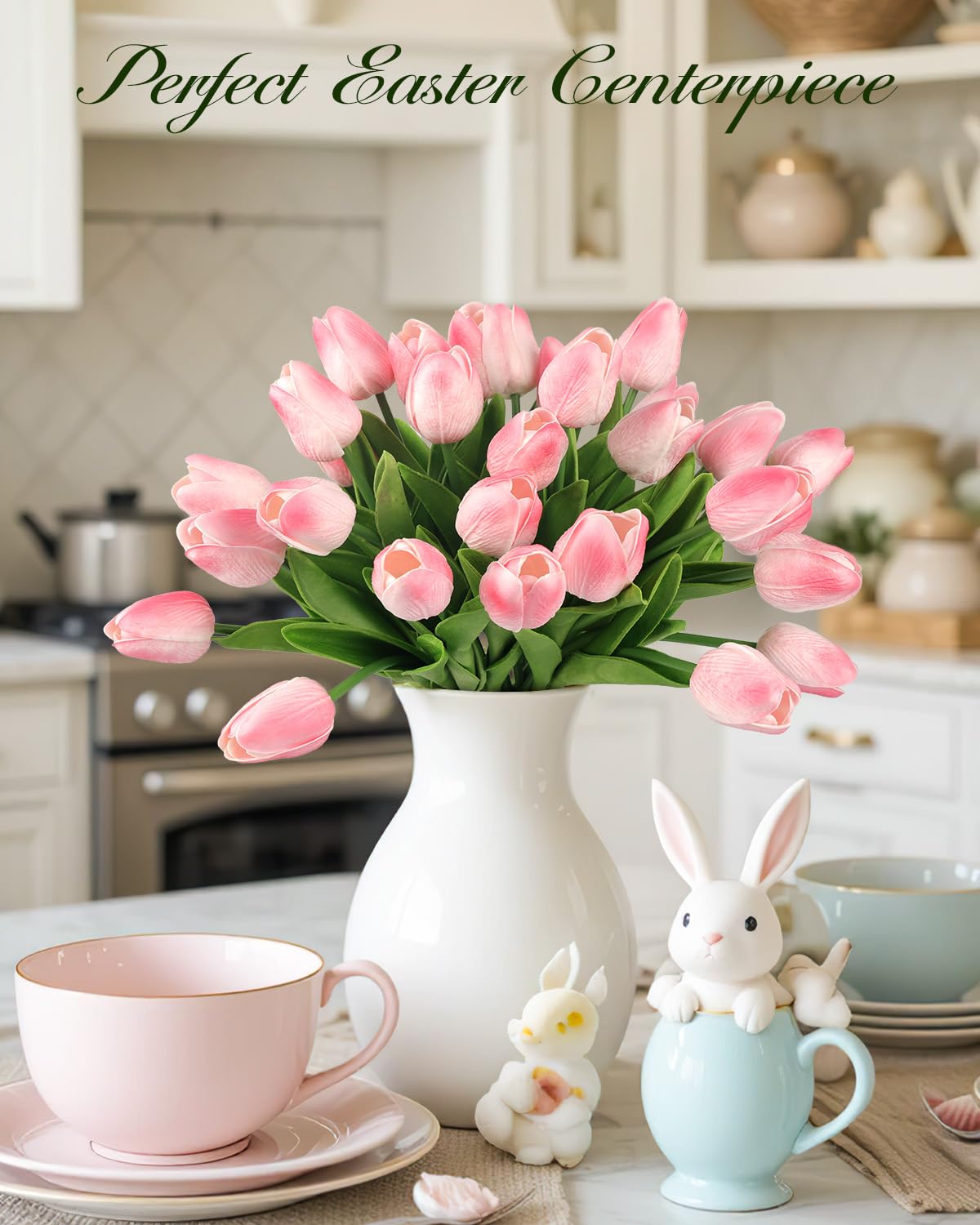 N&T NIETING Tulipani artificiali, 12 pezzi, tulipani finti, realistici al tatto, in lattice, bouquet di fiori per matrimoni, casa, feste, hotel, decorazione floreale (rosa chiaro)