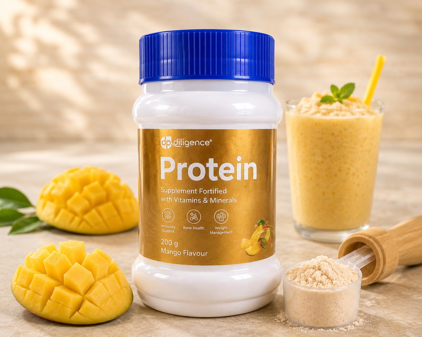 DILIGENCE PHARMACEUTICALS Mango Flavour Protein Powder | High Protein Supplement, Vitamins & Minerals, Men & Women, Workout Recovery, Fitness Nutrition Drink-image-23