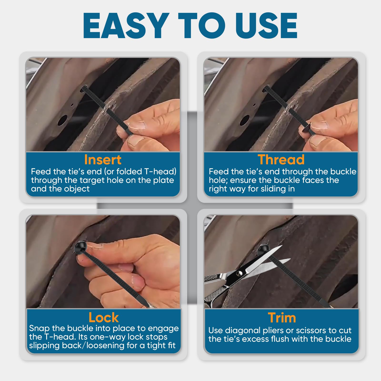Amazon.com: 200Pcs Nylon Universal Cable Tie Buckle for Car, Heavy 