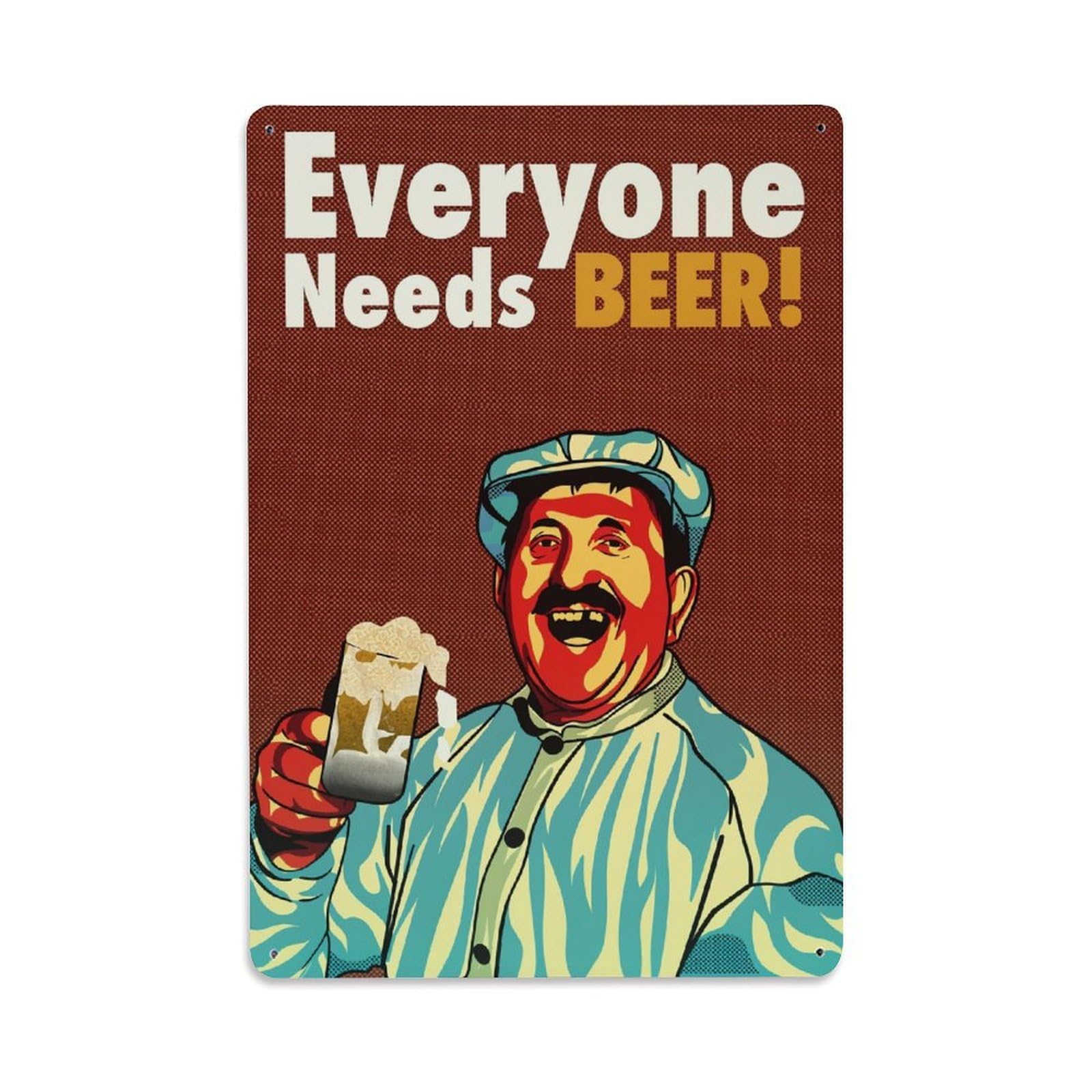 Jdfenggu Vintage Everyone Needs Beer Poster Art Retro Metal Tin Sign, Metal Poster For Bar, Home, Man Cave, Kitchen, Laundry Room Art Decor 8X12 Inch