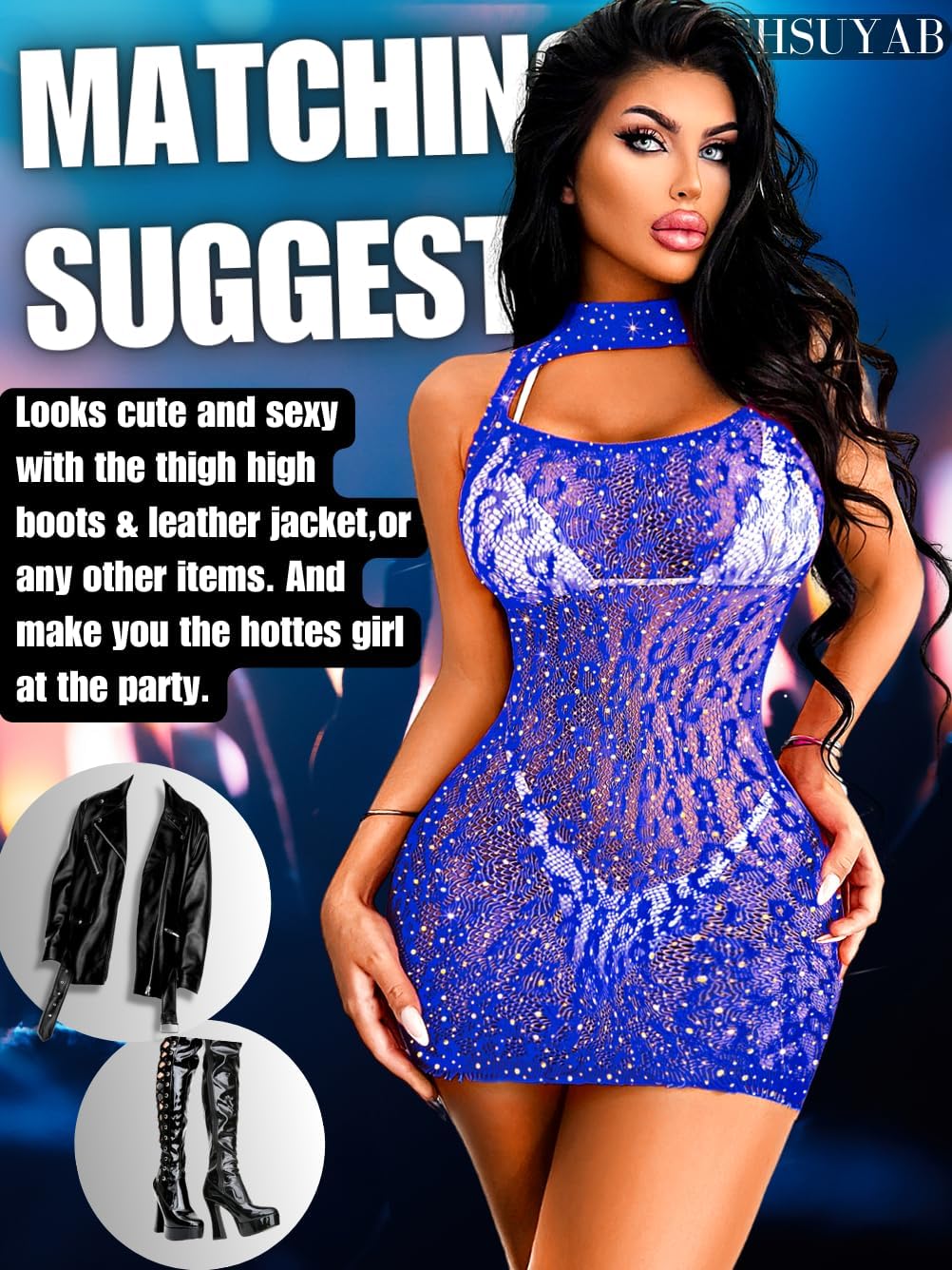 Rave Outfits, Glitter Rhinestone, Fishnet Dress, Exotic Dancewear - Image 5
