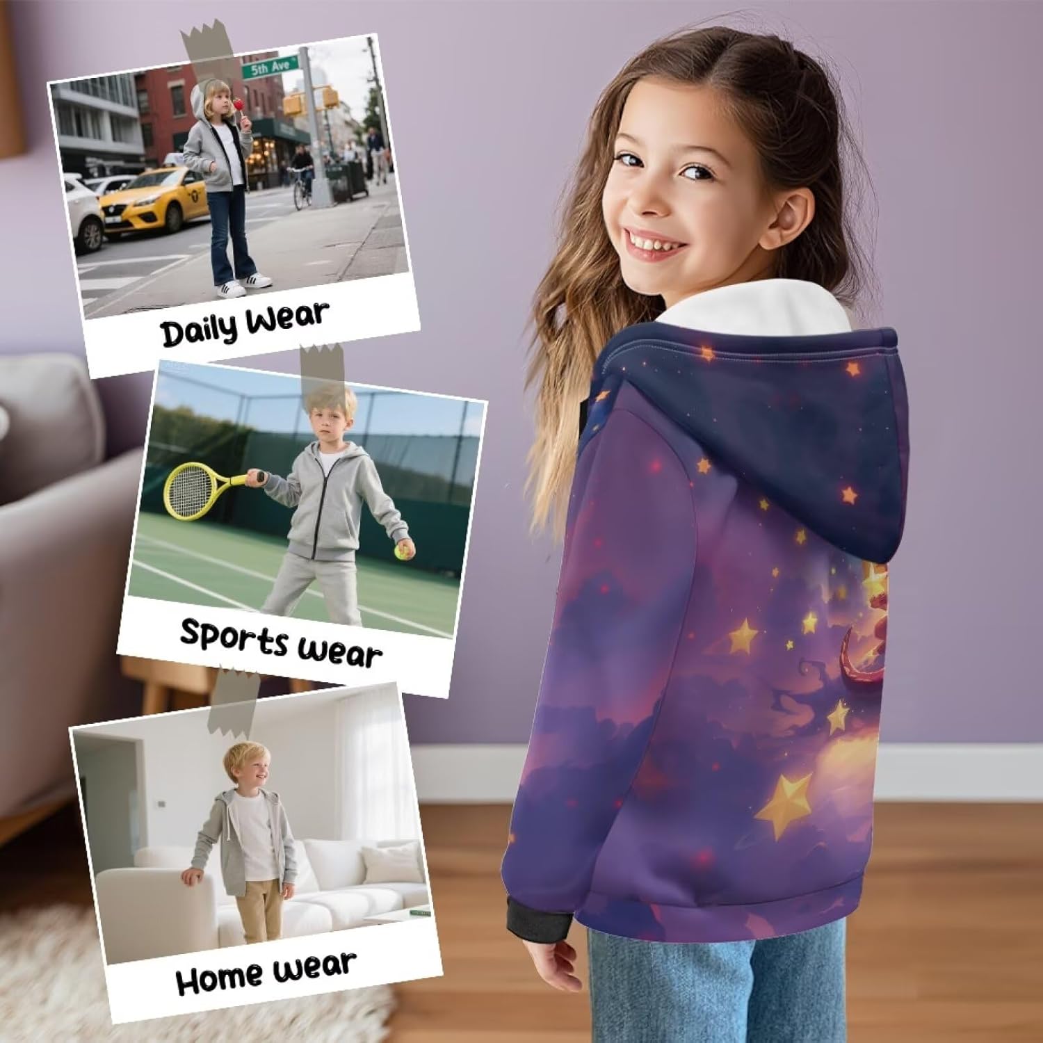 ZFRXIGN キッズ ジップアップ パーカー サイズ S-XL グラフィック パーカー カーディガン ジャケット 秋 トップス ユ