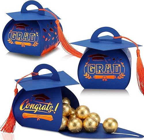 Miniatura 13 de Spakon 30 cajas de regalo con tapa de graduación, regalos de fiesta de graduación, cajas de dulces con borlas, centros de mesa de decoración