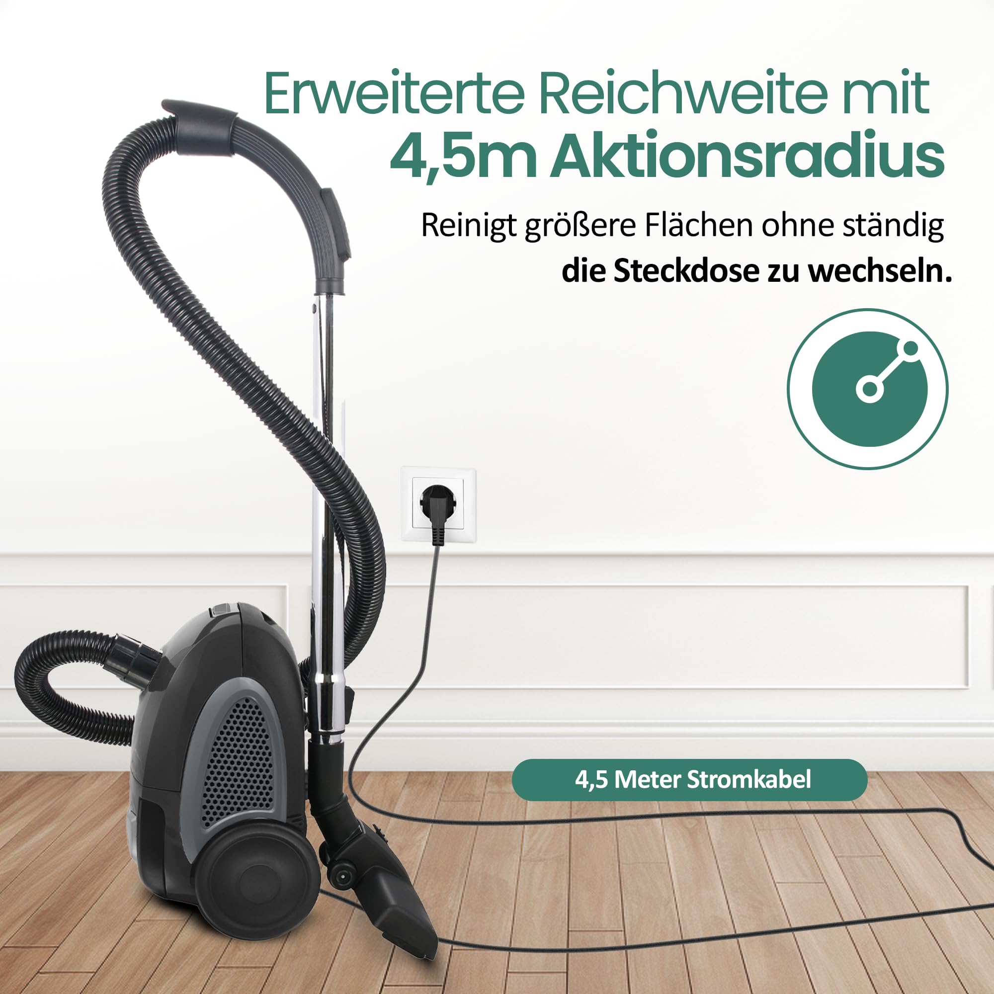Emerio VE-109959.14, Staubsauger SIEGER PREIS/LEISTUNG 05/2020 Haus&Garten Test, leistungsstark, 800 Watt, kompakt & leicht, mit Beutel, für Hard- & Teppichboden, 2.0 L, Staubbeutel Y50 kompatibel