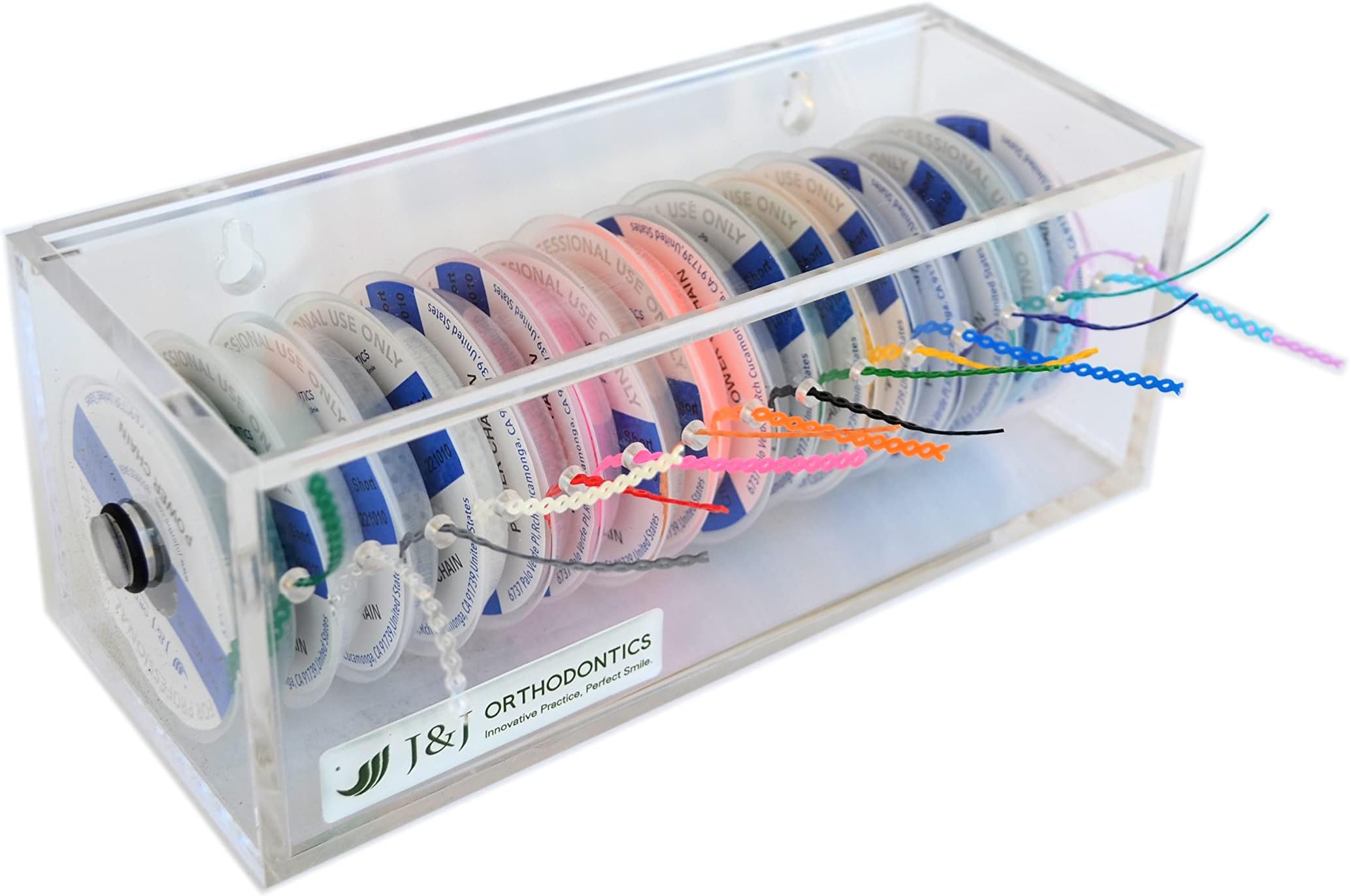 J&J Ortho Orthodontic Elastic Power Chain Dispenser Reel Box with Lid
