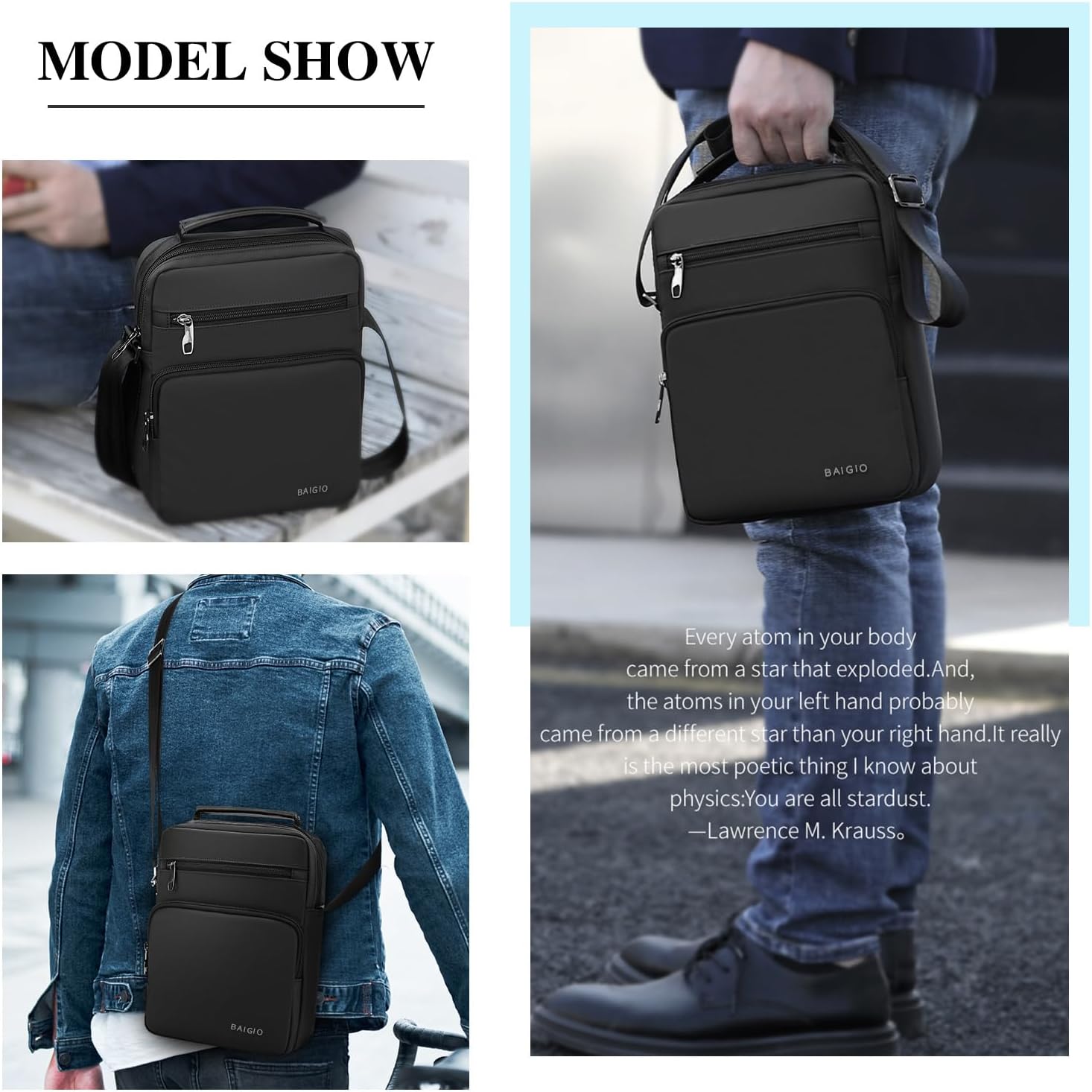 BAIGIO Small Crossbody Bag for Men Shoulder Bag Man Purse Men Small Messenger Bag Shoulder Bags Casual Business