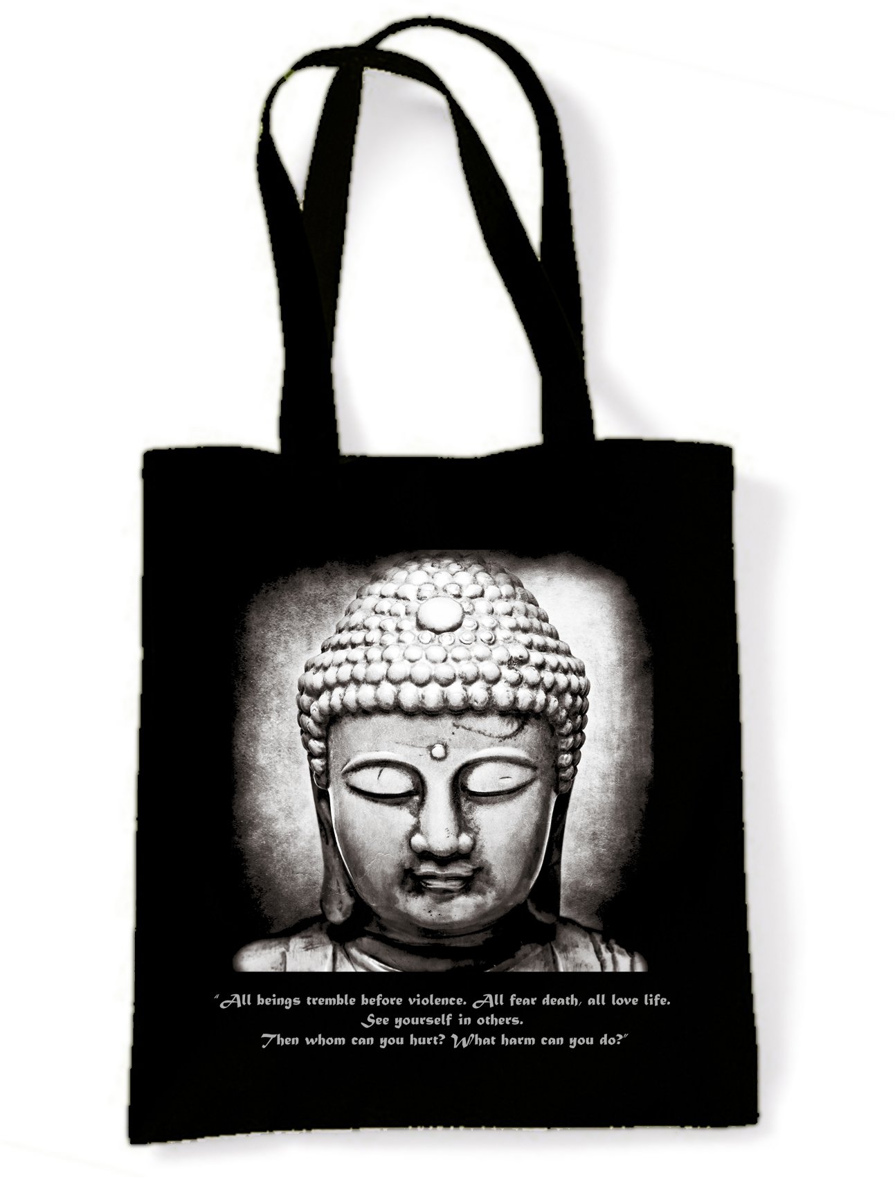 Tribal T-Shirts Women's Buddha Vegetarian Quote Shopping Shoulder Bag One Size Black