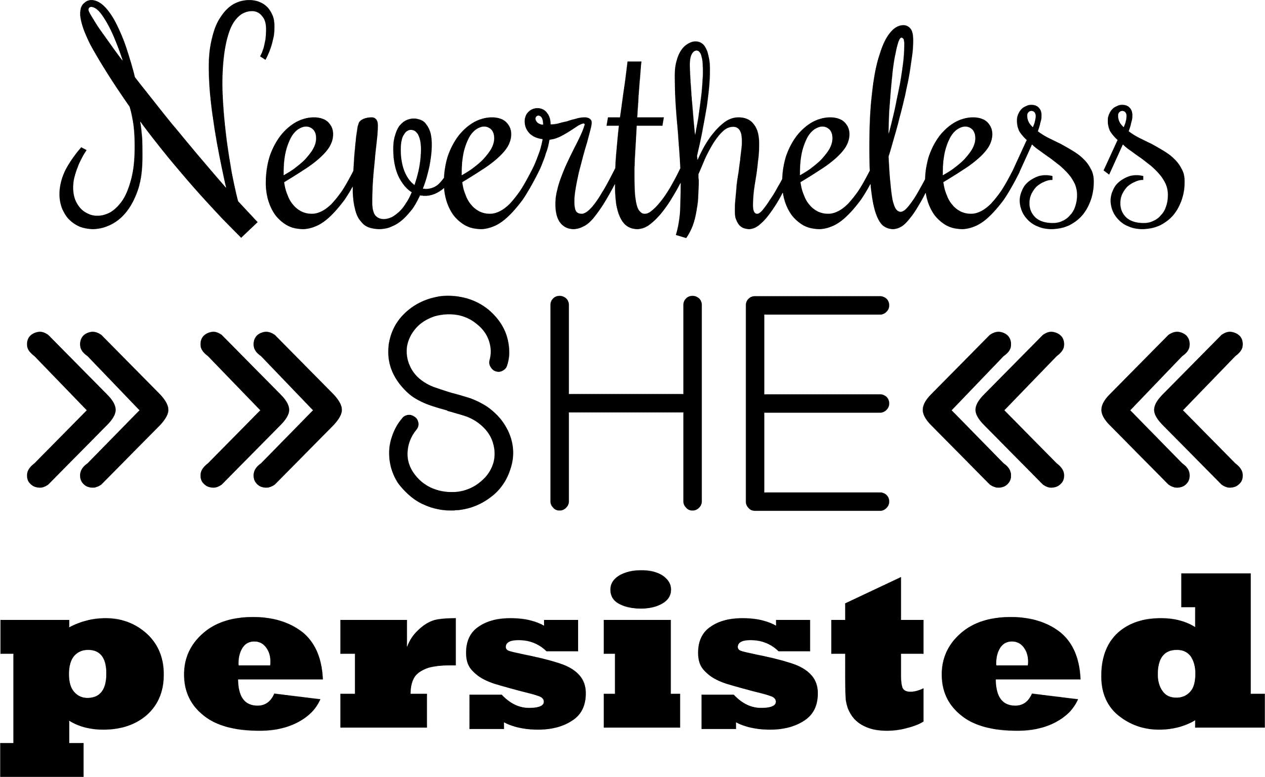 DS Inspirational Decals Nevertheless, She Persisted Window Decal - Large Vinyl Car Sticker 20"x10"