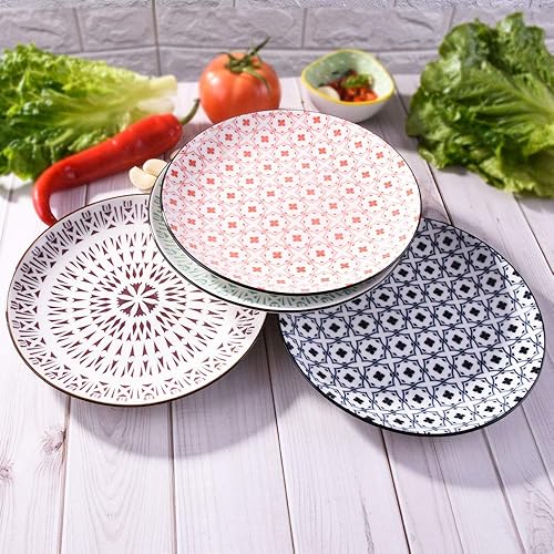 Miniatura 6 de Juego de 4 platos de cerámica de estilo japonés de 8 pulgadas para sushi, aperitivos, postres, perfectos para el hogar, restaurantes, fiestas (4