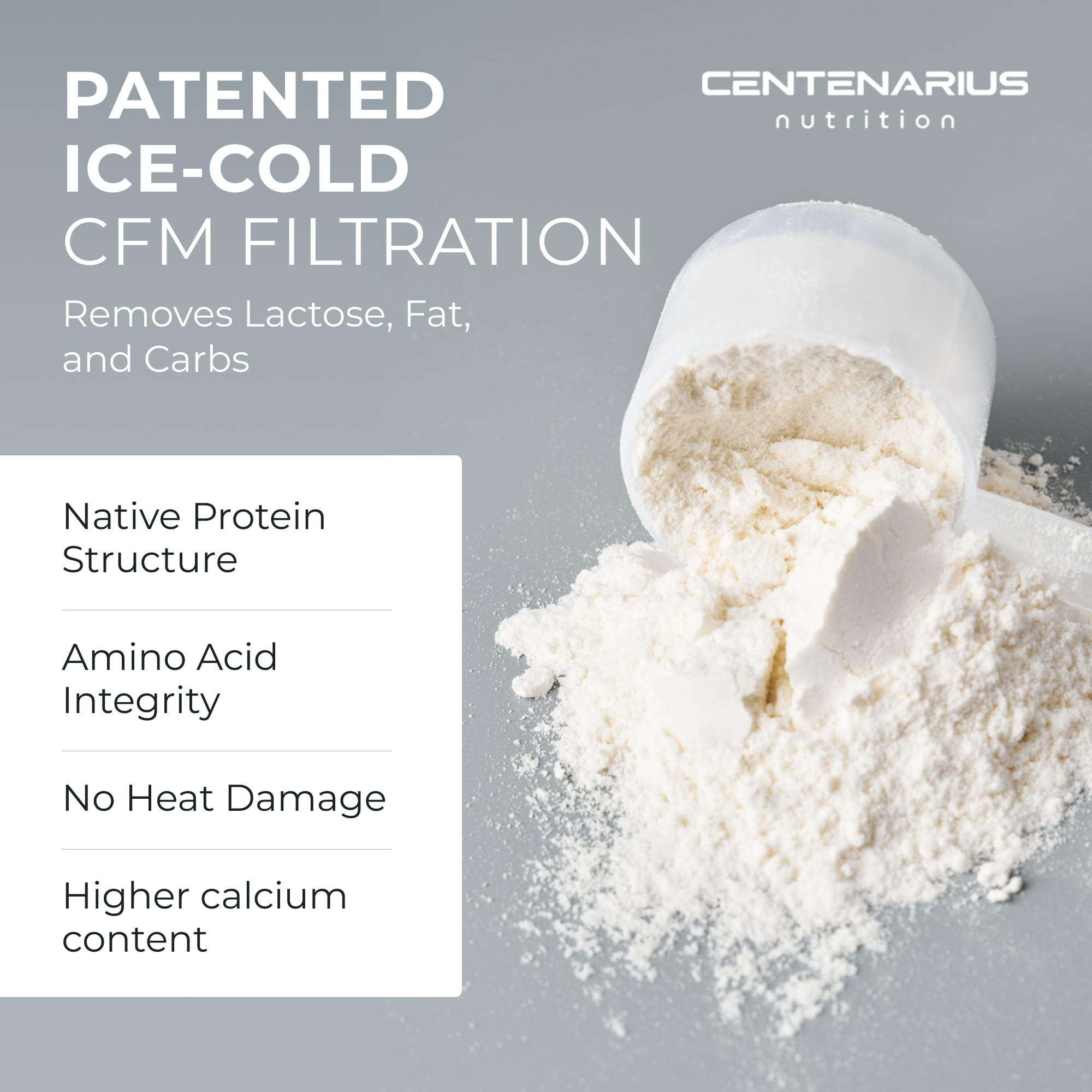 Centenarius Irish Grass-Fed Whey Protein Isolate Powder, Virtually Lactose-Free, Non-Bloating, Easily Digestible, 500g, 27g Protein, 6.7g BCAAs, Unflavored, USA Made, No Soy, No Artificial Flavors — Amazon image 7