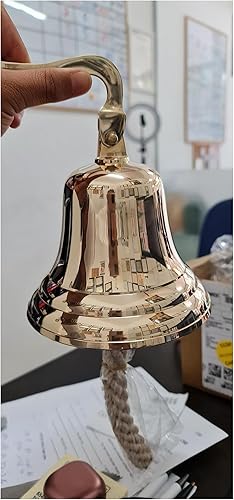 Campana colgante de latón macizo de 4 pulgadas para montar en la pared, perfecta para cenas, interiores, exteriores, escuela, bar, recepción, último