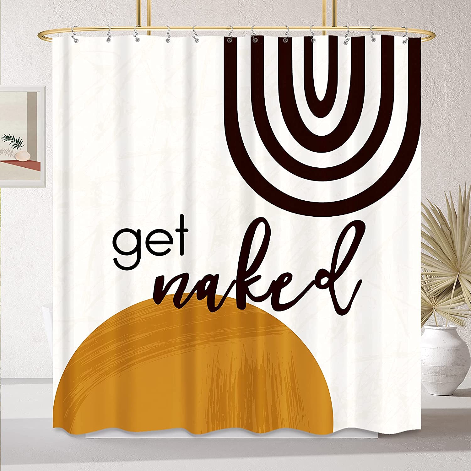 KOMLLEX Duschvorhang-Set 'Get Naked' 183x183 Cm - Wasserdichter Stoff Mit Abstraktem Design