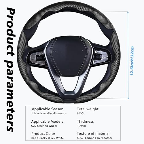 Vista 106 de WOCOCN 2 fundas para volante de automóvil, protector antideslizante de fibra de carbono para hombres y mujeres, múltiples opciones de color, Beige