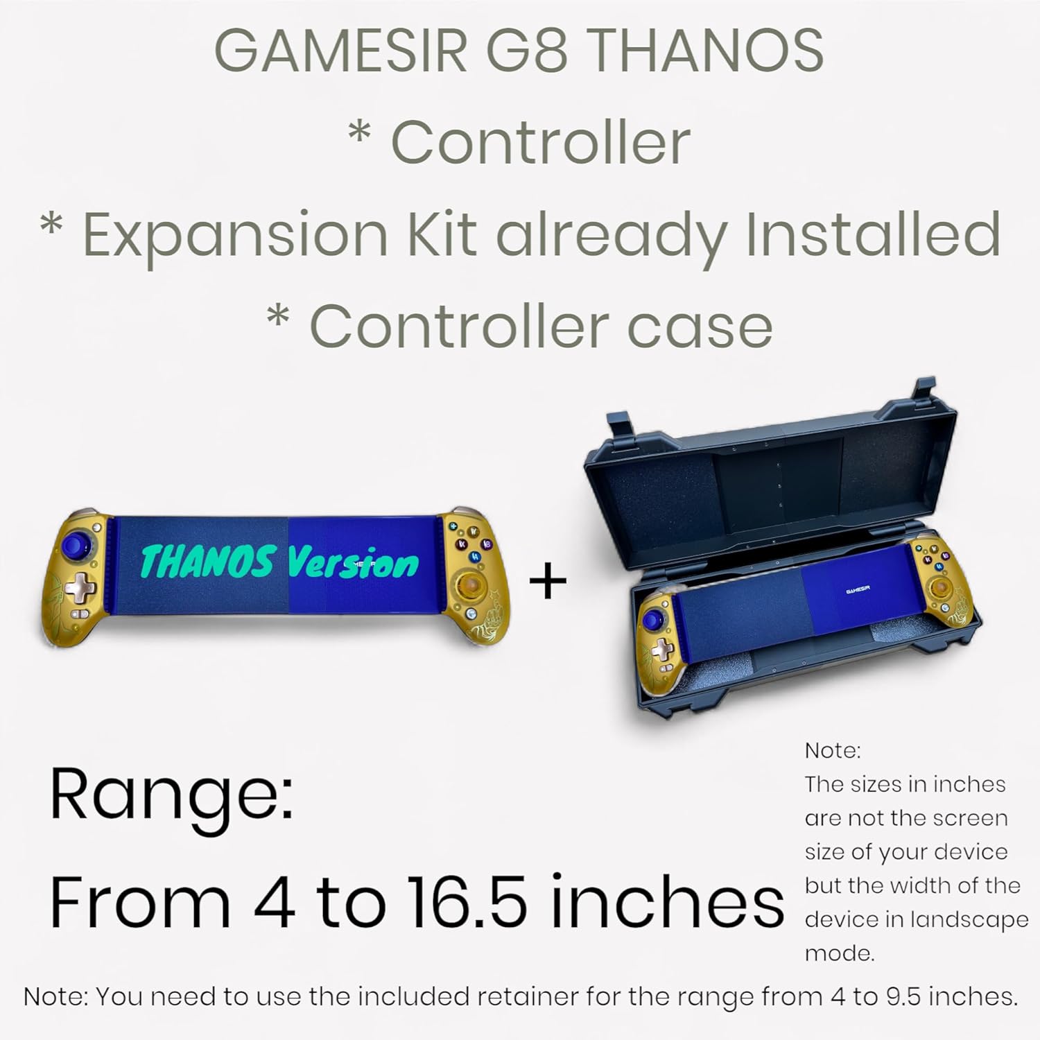 Modded Tablet Controller Galileo G8 PLUS Bluetooth for tablets (Controller + Expansion kit already installed) It can hold tablets with screens up to 15 inches. (Extended Range 5 to 13 inches) (G8 Plus THANOS Gold)