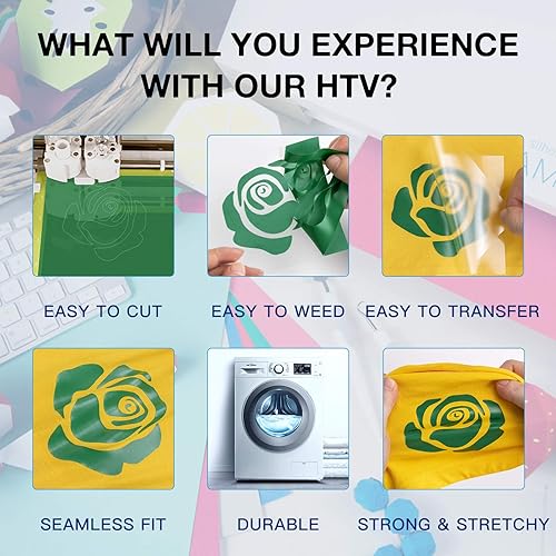 Miniatura 262 de HTVRONT - Rollo de vinilo termotransferible, 12 in x 8 ft, para diseños en camisetas, fácil de cortar y despegar, para planchar y máquinas Cricut