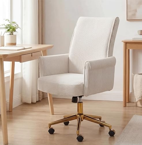 Stripes Velvet Home Office Desk Chair, Accent Upholstered Modern Height