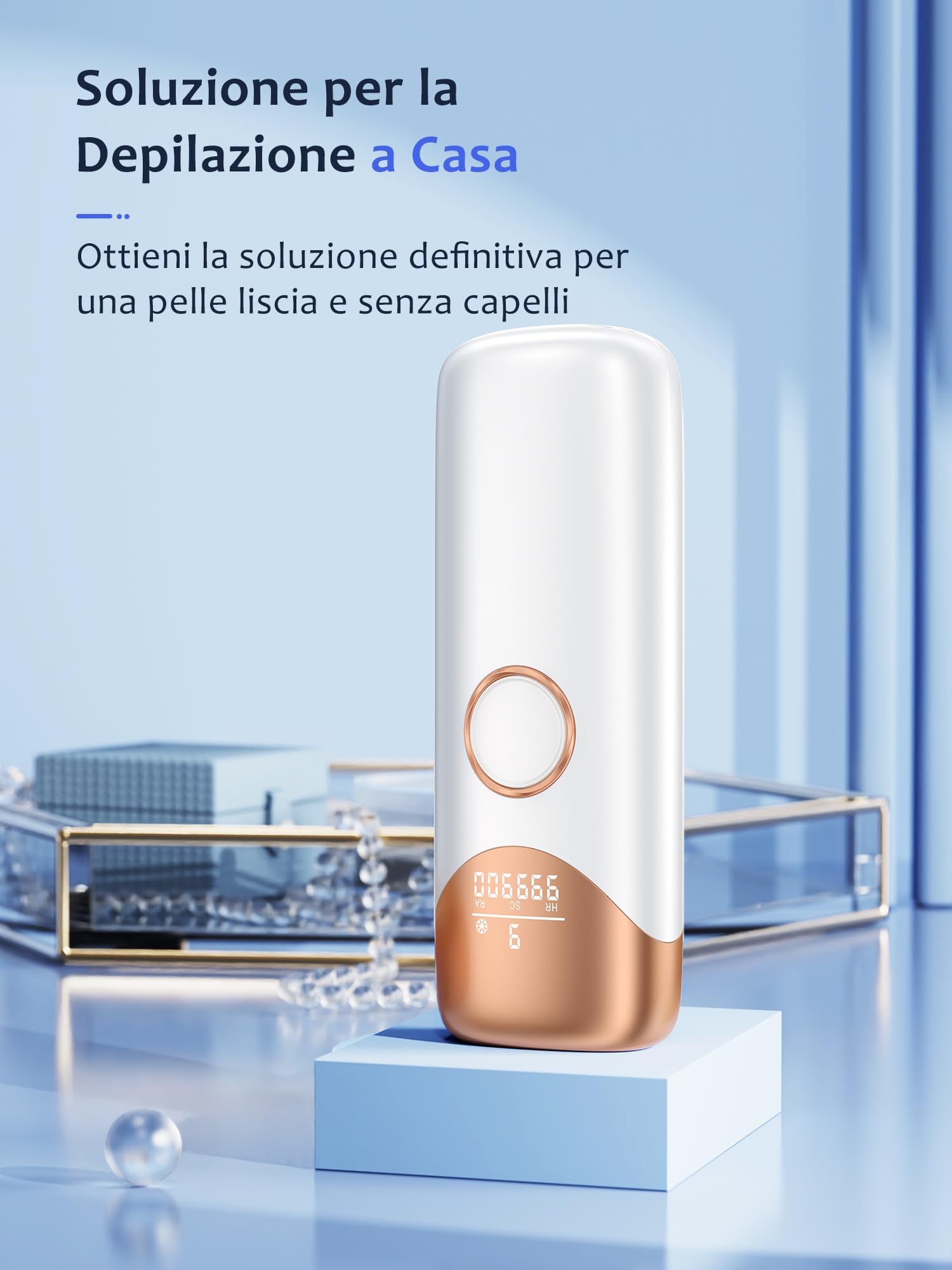 Epilatore Luce Pulsata con Funzione di Raffreddamento, 999900 Epilatore Laser 9 Livelli di Energia, Epilatore Per Donne e Uomini, Ascelle,Viso, Tutto il Corpo, Bianco