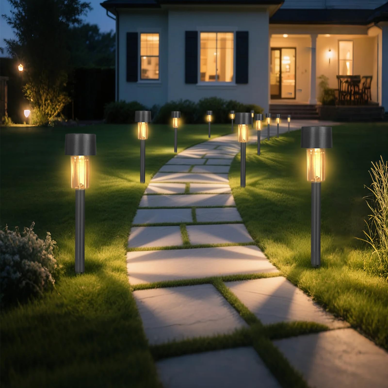 Hqynss Solarleuchten für Garten, 12 Stück Solarlampen für außen IP65 Wasserdichte Gartenbeleuchtung, Solar Gartenleuchten für außen Garten, Balkon, Terrasse, Rasen, Wege (Warmweiß)
