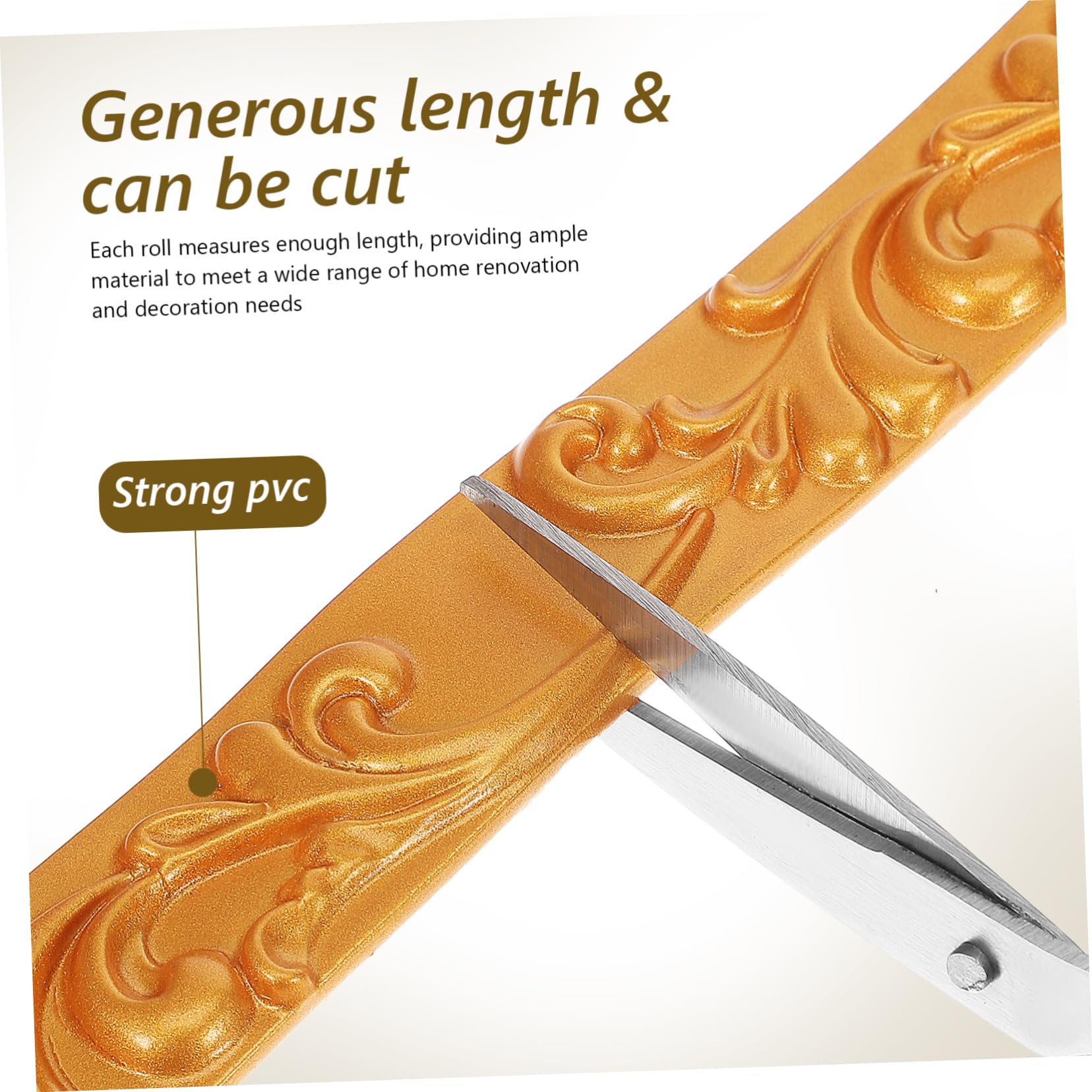 Moldura de Pared Autoadhesiva Flexible de Pvc, 1 Rollo Dorado