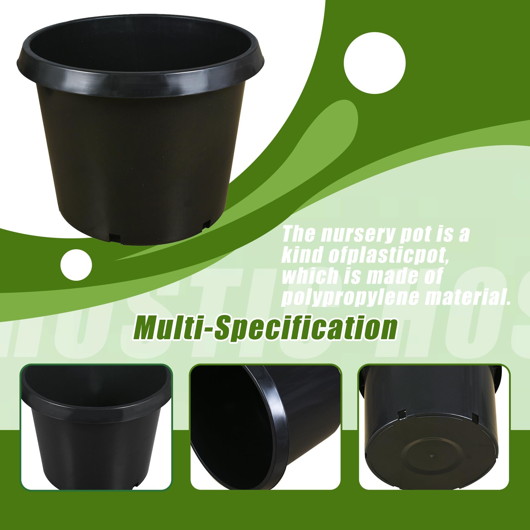 15 inch plant pot Planter - Modern Conical - Black