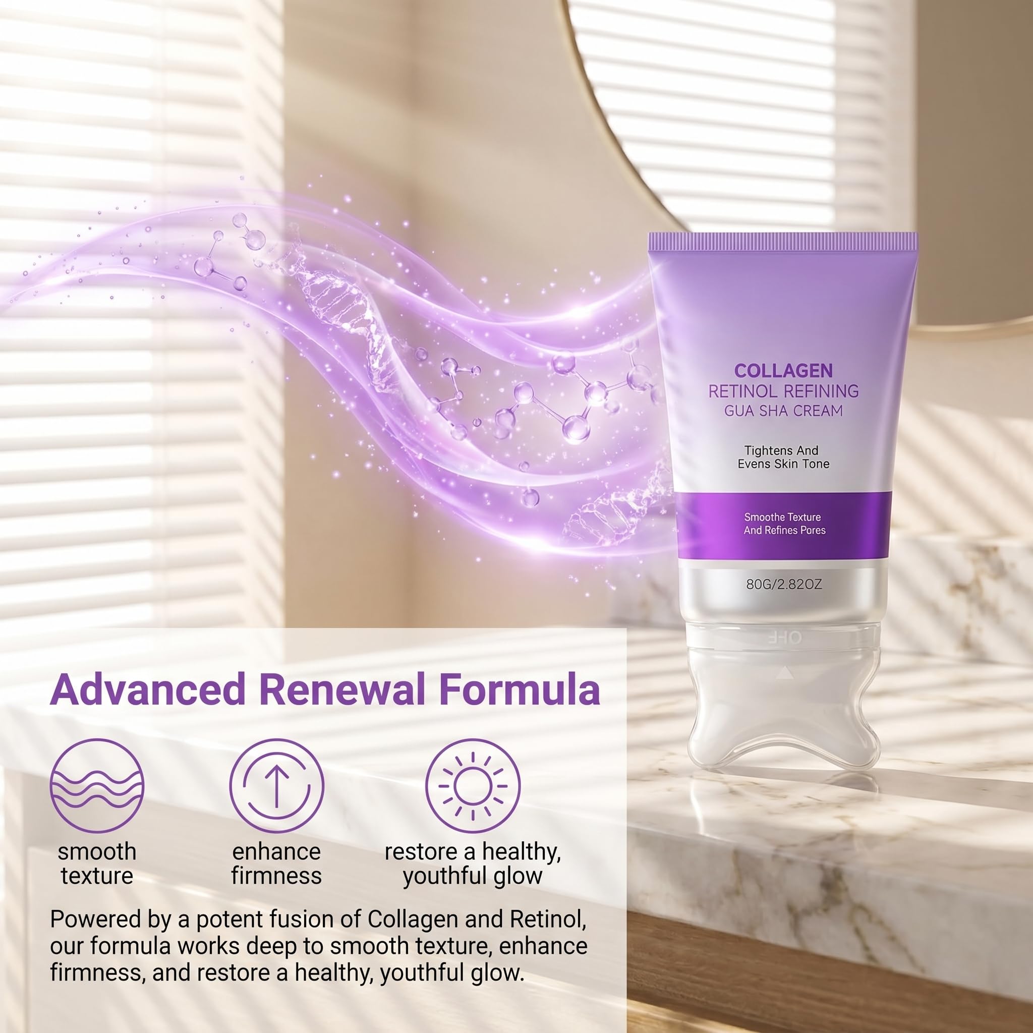 Krem nawilżający do twarzy z Gua Sha, krem na szyję z kolagenem i retinolem, krem kolagenowo-retinolowy Gua Sha do twarzy i szyi, retinol do twarzy, kolagen, retinol do ciała. (1pc)