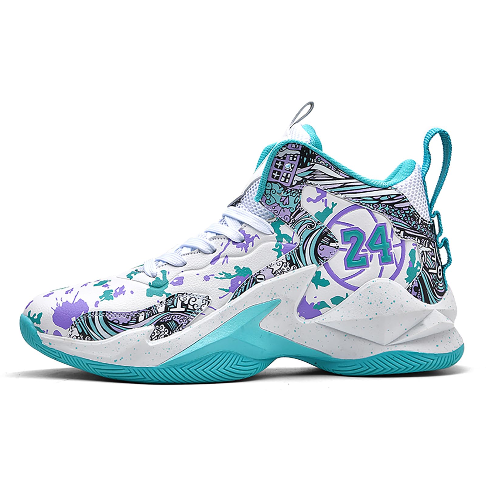 Herren Basketballschuhe leichte atmungsaktive High Top Turnschuhe Damen Laufen Anti-Rutsch Mode Graffiti Training Schuhe