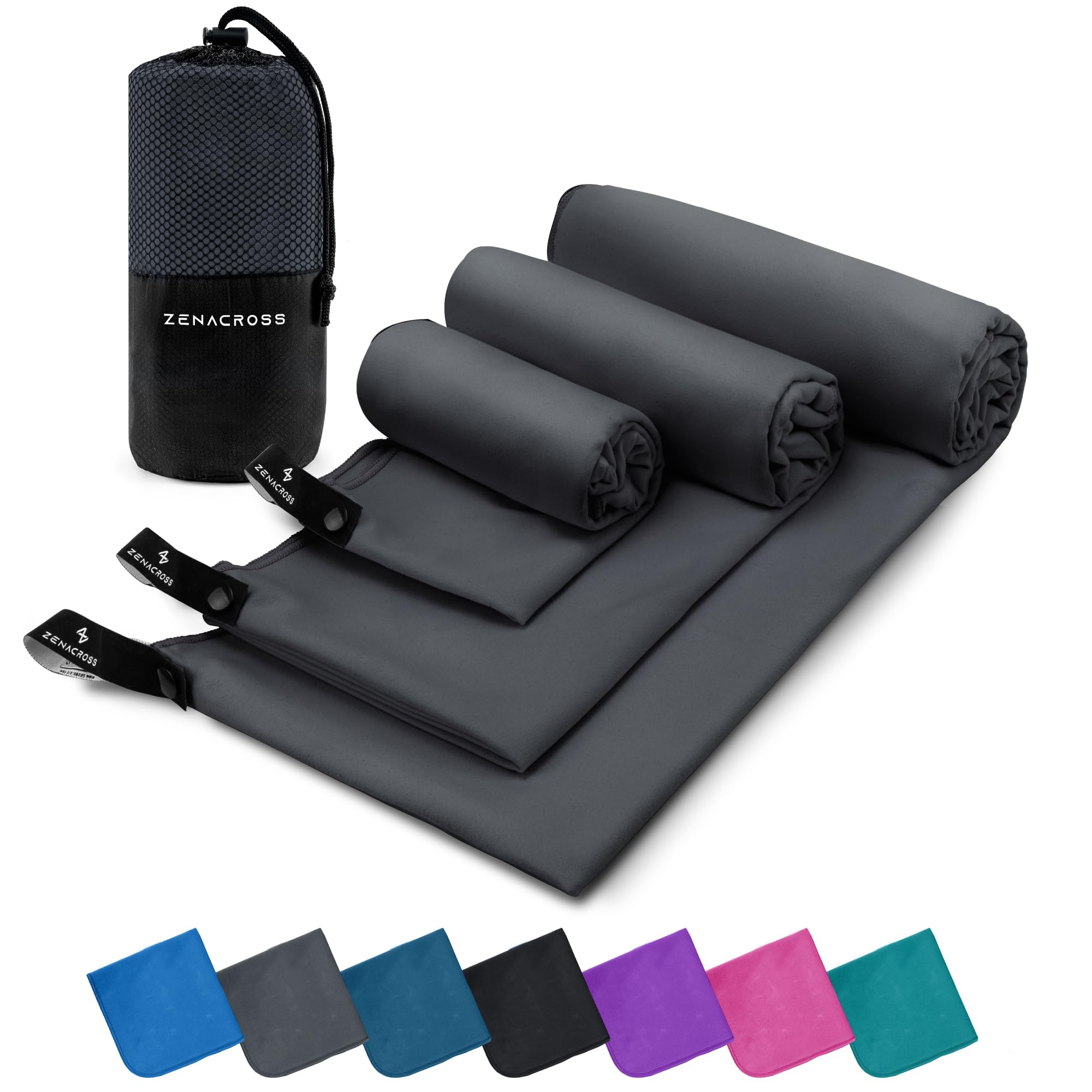 ZENACROSS Toalla Gimnasio con Bolsa de Transporte - Toalla Microfibra de Secado Rápido y Versátil - Toallas Gimnasio Talla S - 100 x 50 cm - Azul Marino — view 15