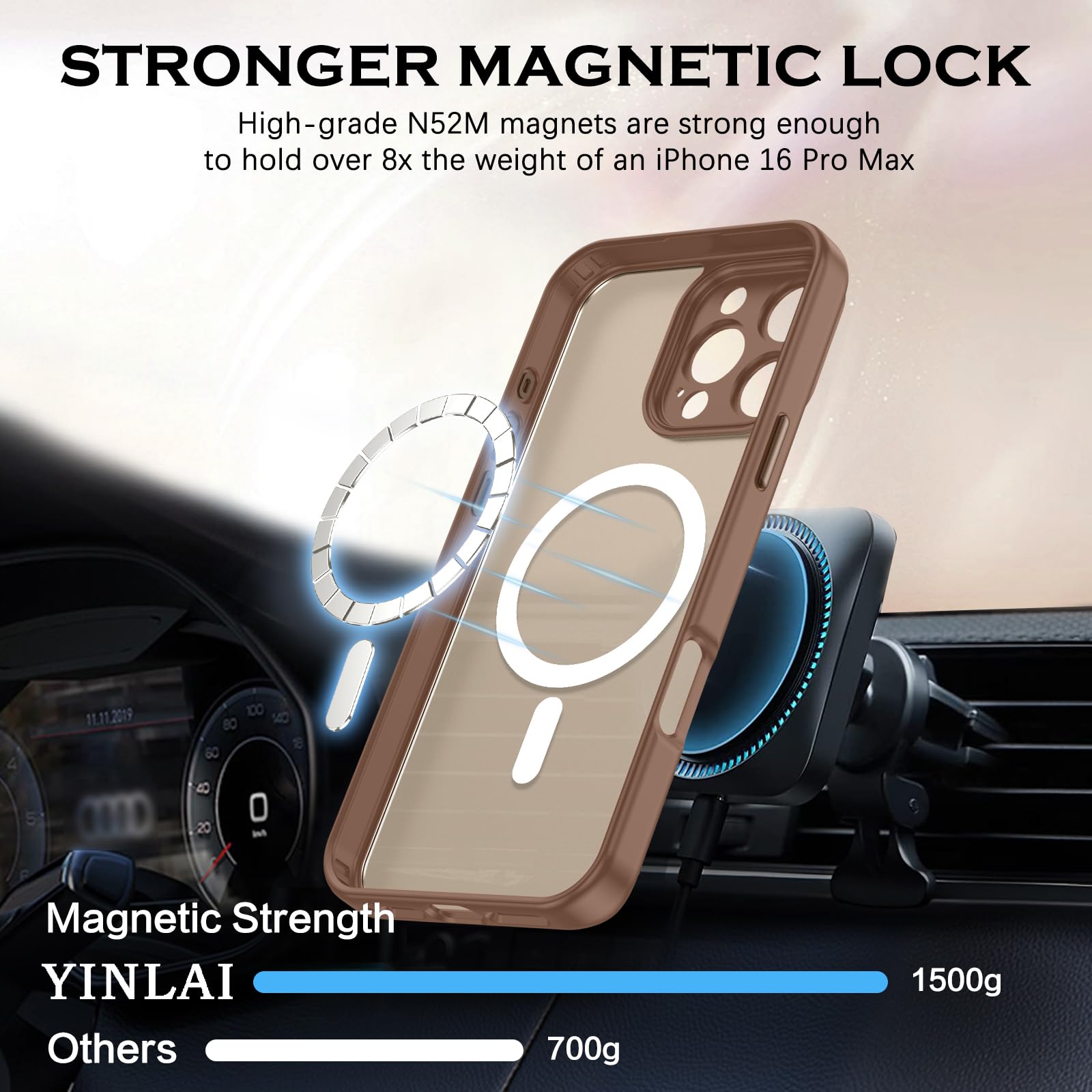 Coque IPhone 16e Compatible MagSafe - Translucide Mat, Anti-choc, Protection Renforcée (Couleur Titane Sable)