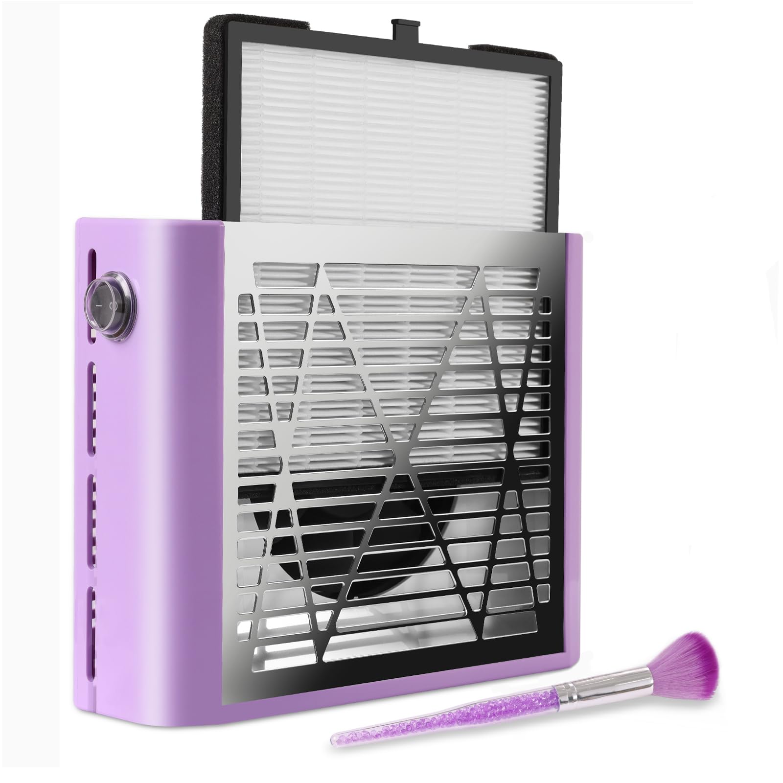 Nail Dust Collector Machine Professional: 60W Powerful Dust Collector Nail Tech Vacuum Fan Extractor with Reusable Filter and Brush for Acrylic Gel Nail Polish Manicure Pedicure Tool (Purple)