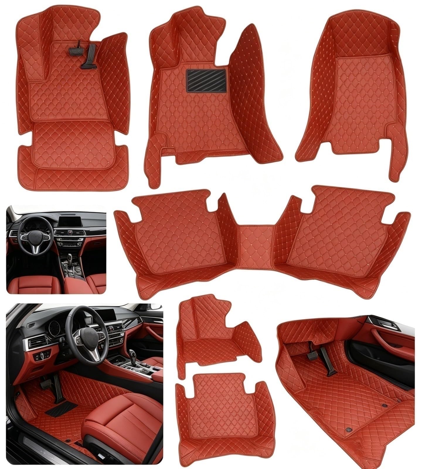 Alfombrillas Universales Coche Juegos Completos Duraderas, Impermeables para Todo Tipo Clima para Hyundai I20 2021-2023 Durable(Rojo,LHD)