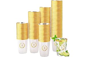Elegant Gold Foil Monogrammed Plastic Cups for Wedding Receptions