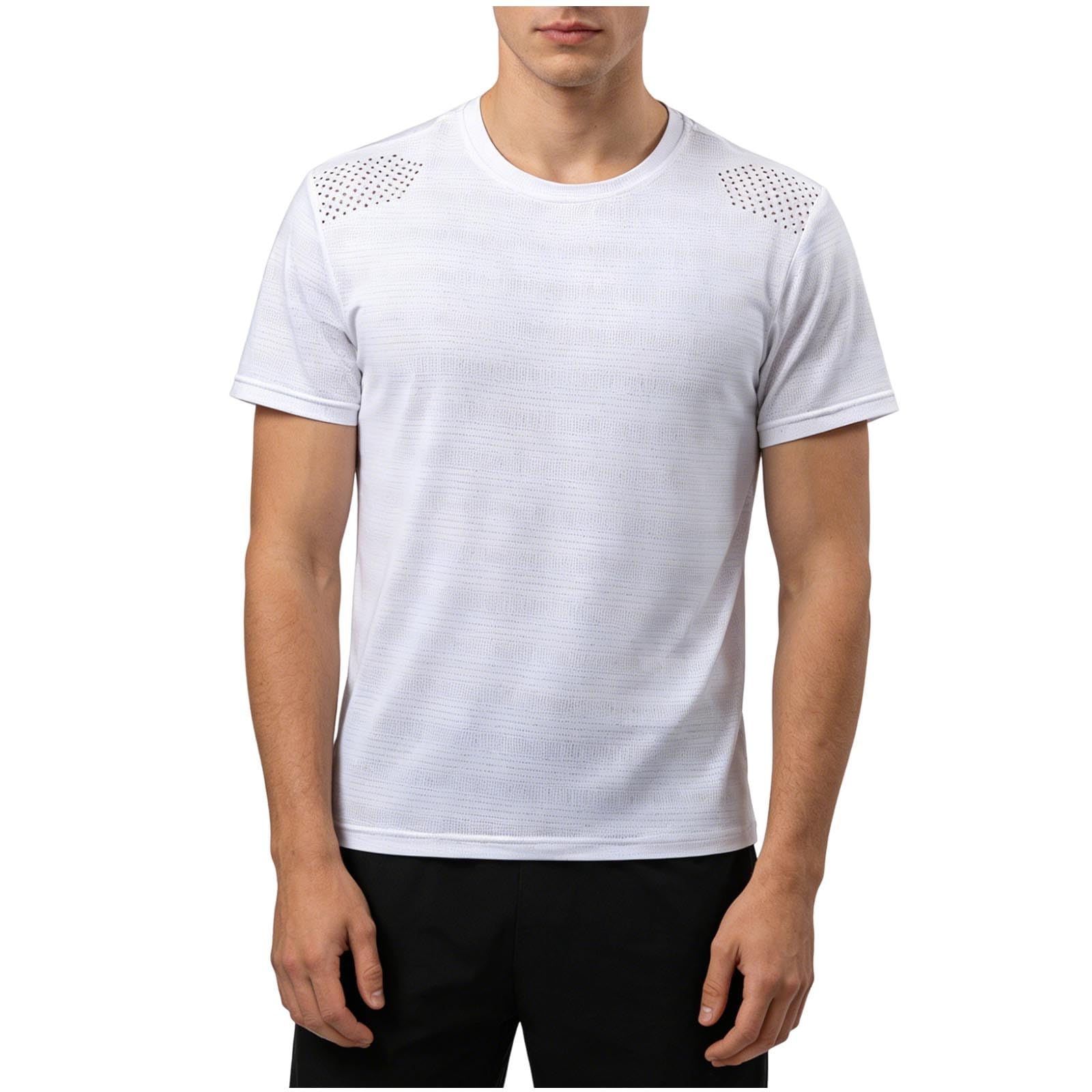 Tshirt Herren Sommer Übergrößen Funktionsshirt Slim Fit Shirt Einfarbig Activewear Weich Wandershirt mit Rundhals Freizeit Laufshirt Sportshirt Kurzarm für den Sport Weiß 3XL