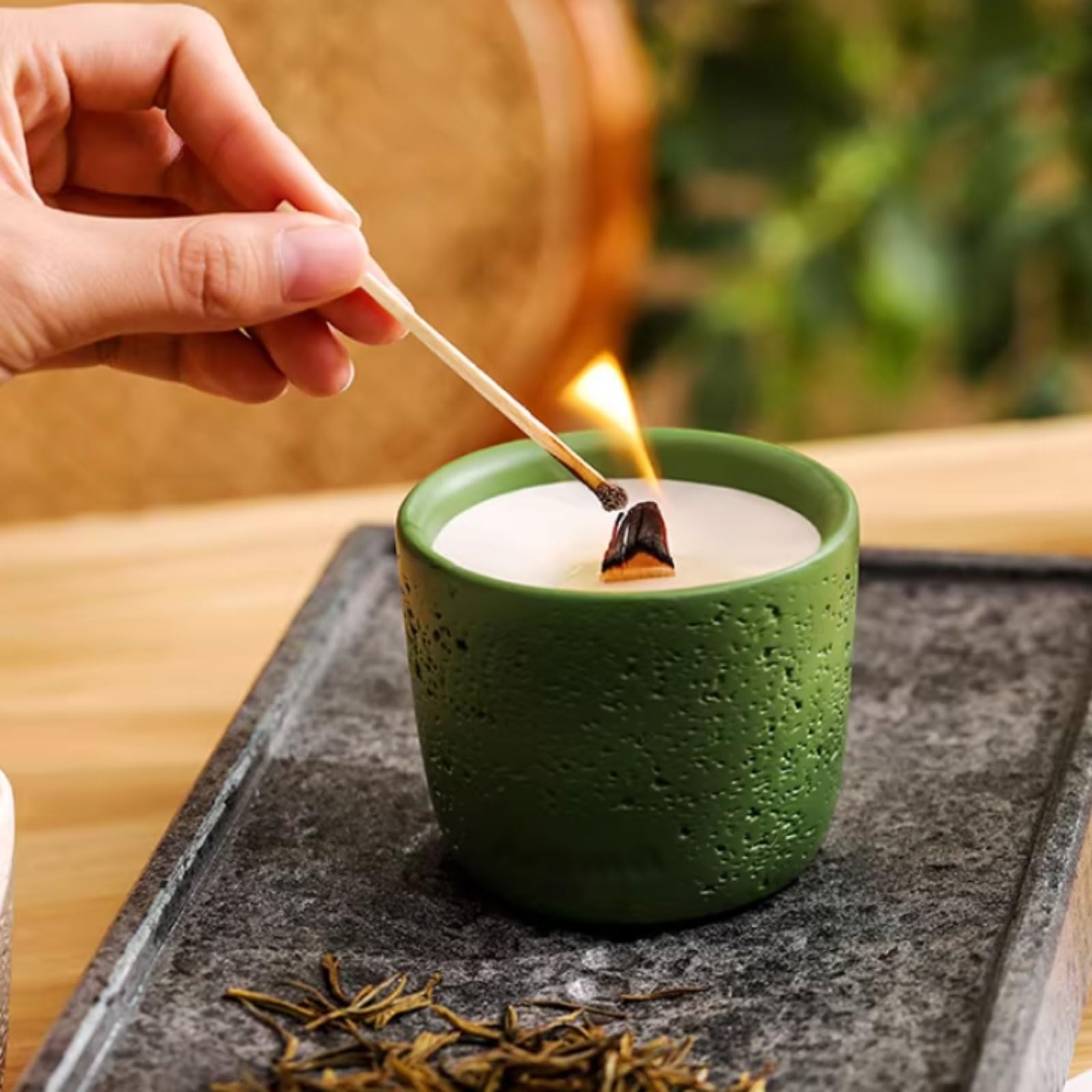 Velas de cerámica for aromaterapia Natural, velas de larga duración hechas con cera de soja y aceites esenciales, decoración elegante for el hogar(Noir)