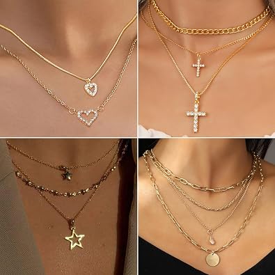 116Pieces Gold Plated Jewelry Set with 8 PCS Necklace, 22 PCS Bracelet, 66 PCS Stud Dangle Earring, 20 Pcs Knuckle Rings for Women Valentine Anniversary Friendship Gifts (GOLD SET)