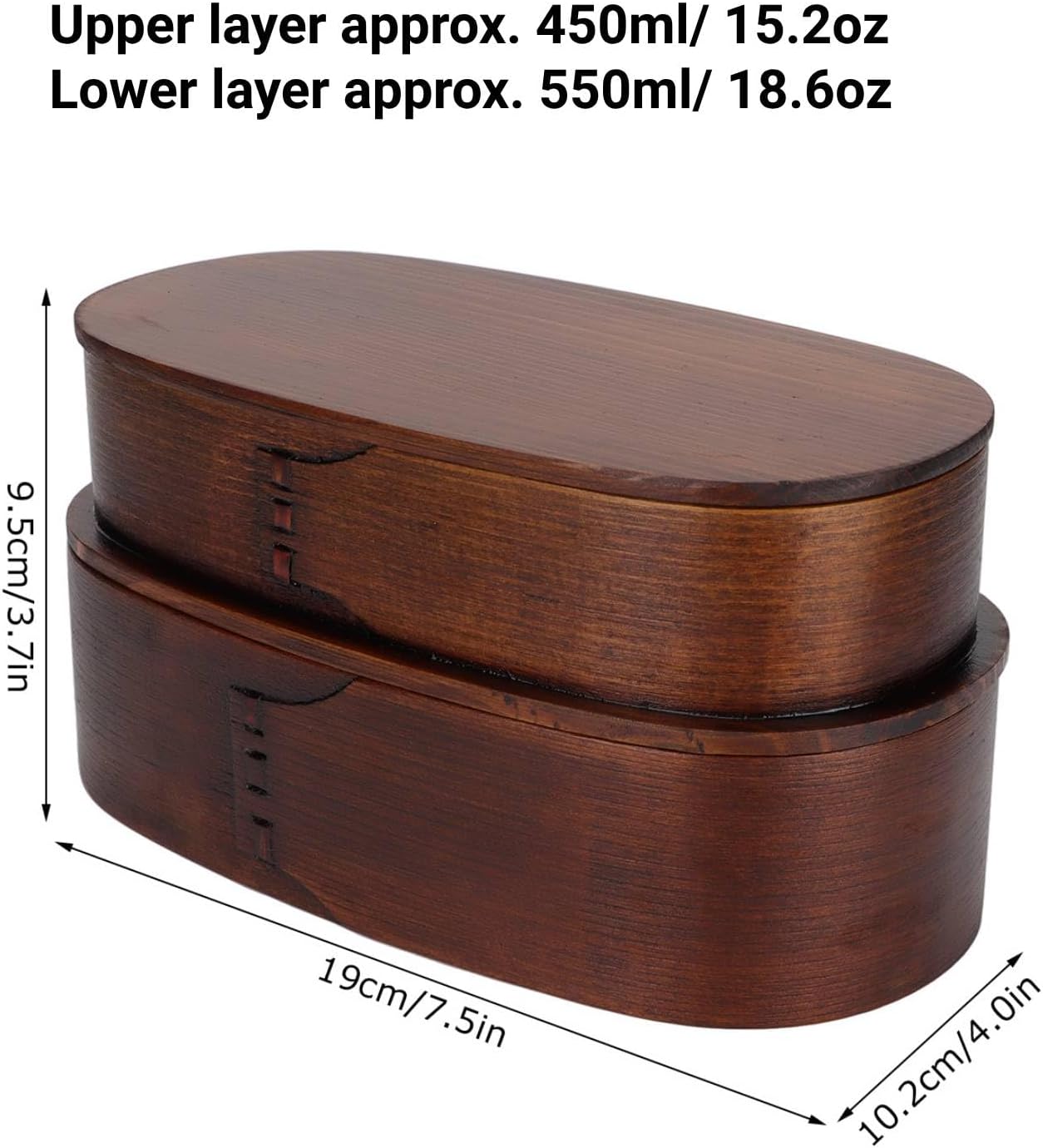 Japanese Bento Box Adult Double Lunch Box Wooden Food Container Picnic Box Portable Bento Box for Office Hiking Camping Potluck