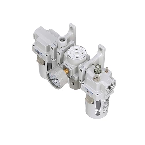 Miniatura 7 de PneumaticPlus SAU400A-N04G - Sistema de aire dual 12" NPT - Filtro de aire comprimido, regulador de presión y lubricador con puerto de aire libre