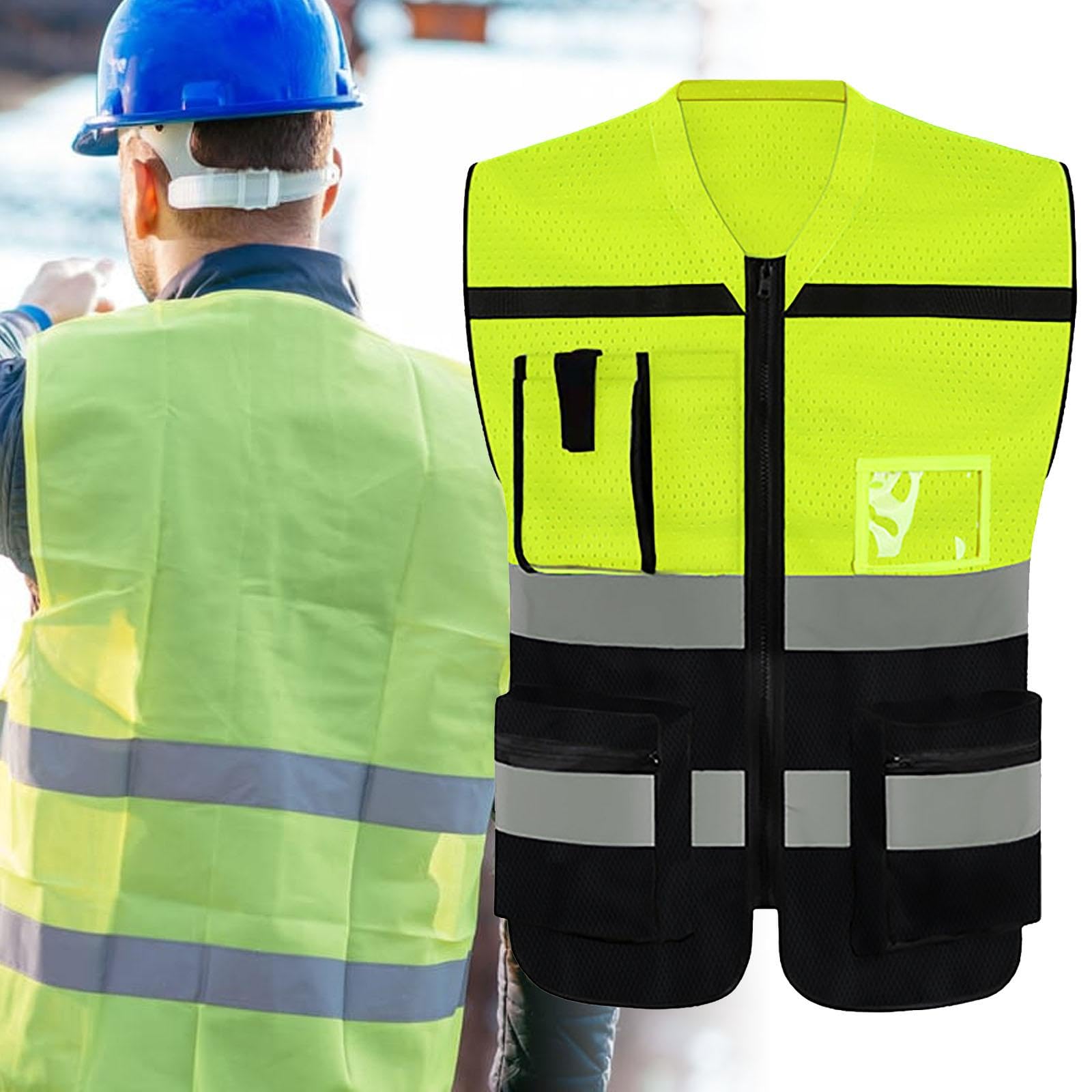 MagiDeal Chaleco reflectante con bolsillos con cremallera, ropa para hombres y mujeres para correr, pasear perros