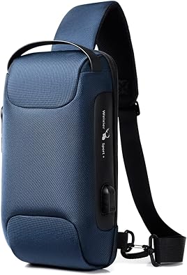 FANDARE Anti-Theft Sling Bag Chest Shoulder Backpack Crossbody Bags for Men Women Cover Pack Hiking Small Rucksack with USB Charging Port for Business Travel Hiking Bicycle Sport Gym Pack New Blue