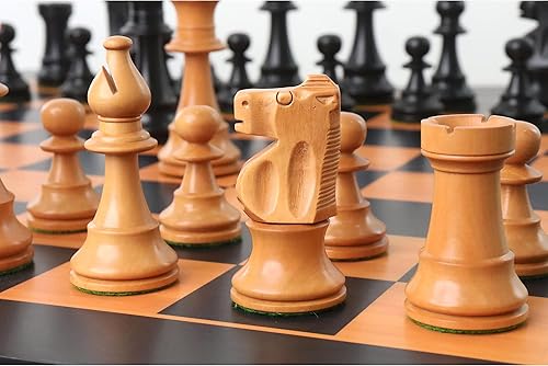 Miniatura 6 de Royal Chess Mall - Juego de piezas de ajedrez francés mejorado - Boj envejecido - Rey de 3.9"