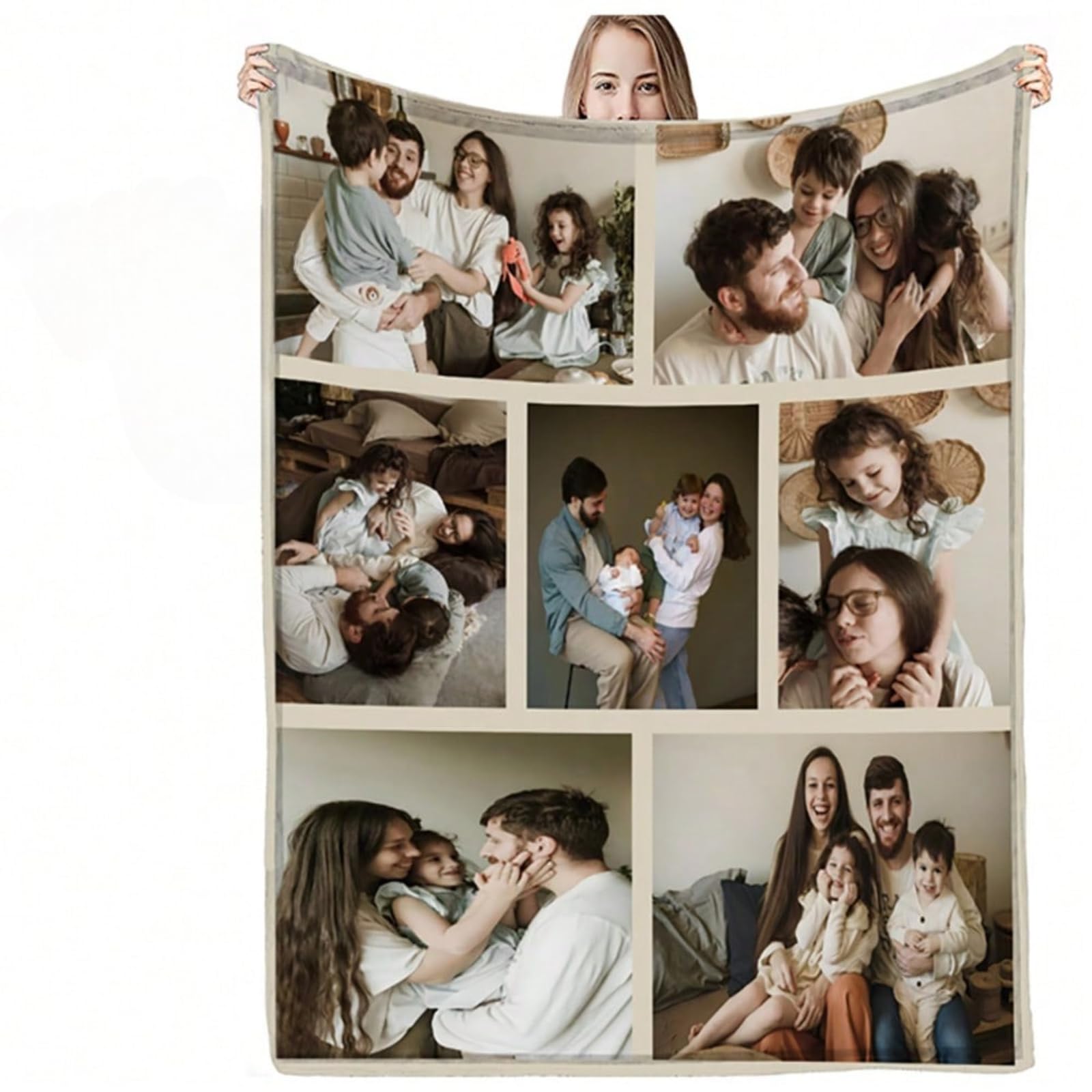 Couverture photo personnalisée flanelle luxe plaid décoration chic